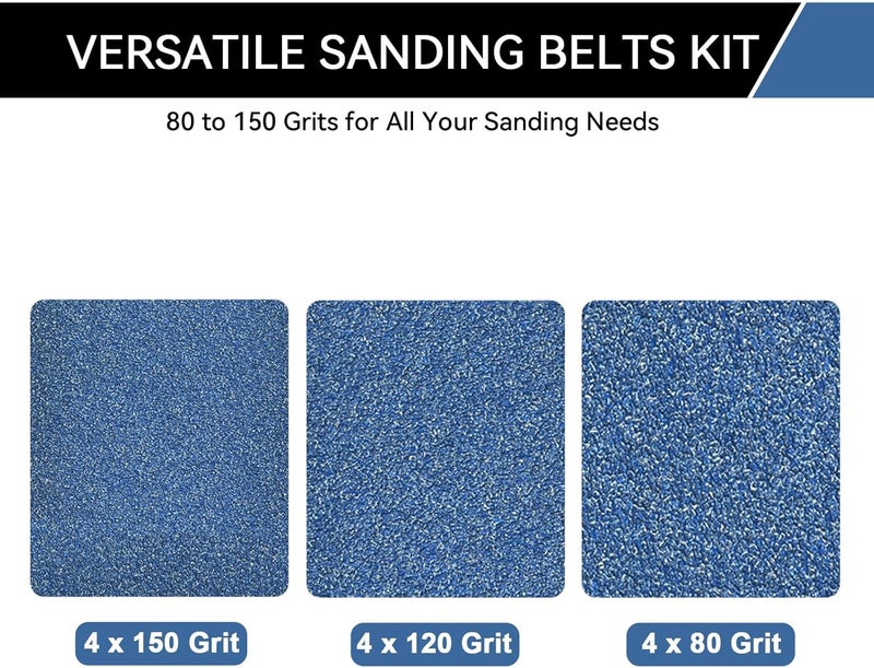 Aolabela 1x42 Inch Sanding Belts 12 Pcs 3 Grits Sizes (4 Each of 80/120/150 Grits) Heavy Duty Belt Sander Zirconia Belt Sander Paper for Wood, Metal, Stainless Steel, Cars, and Furniture - Image 3